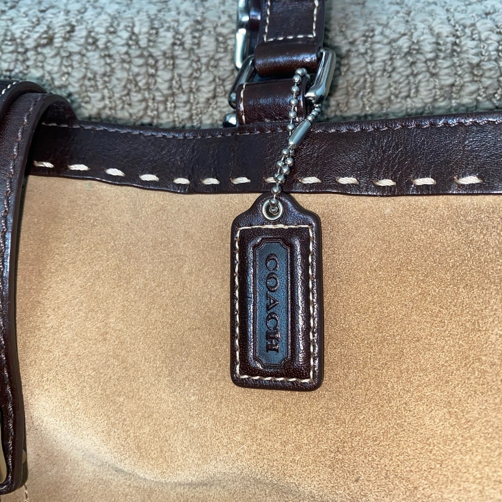 Coach hamptons maddison suede leaterh carryall satchel - Picture 10 of 11